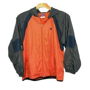 Champion Windbreaker Authentic Athletic App Boys Large 14-16 Gray Hoodie Jacket